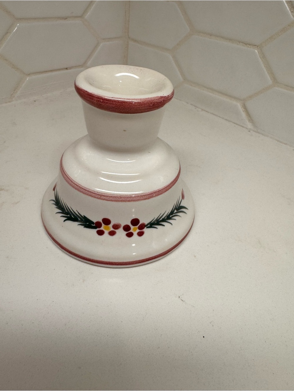 Vtg painted taper candle holder